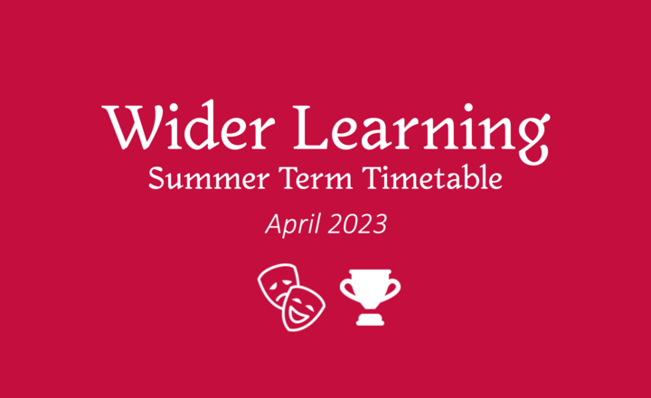 Image of Wider Learning Extra-Curricular Timetable - April 2023