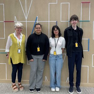 Image of Year 12 Digital T Level students on placement at IBM
