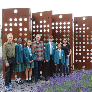 Image of Ada Lovelace students work with Michael Rosen on 'Ada in Ealing' event for Royal Albert Hall