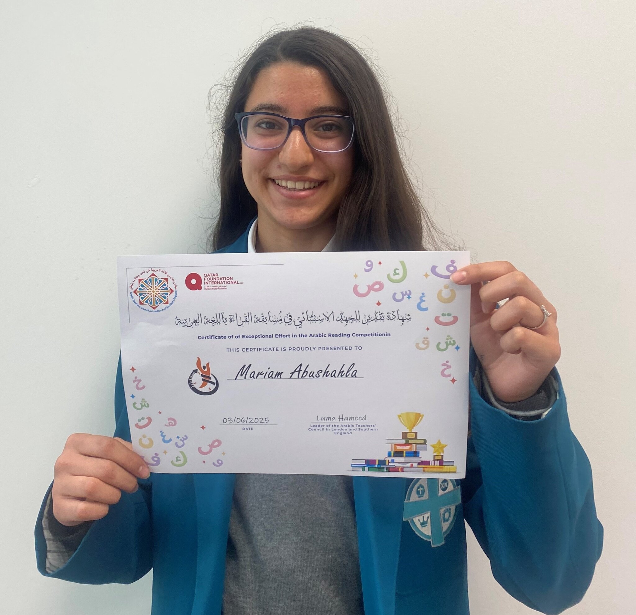 Image of Arabic Reading competition - congratulations Mariam!