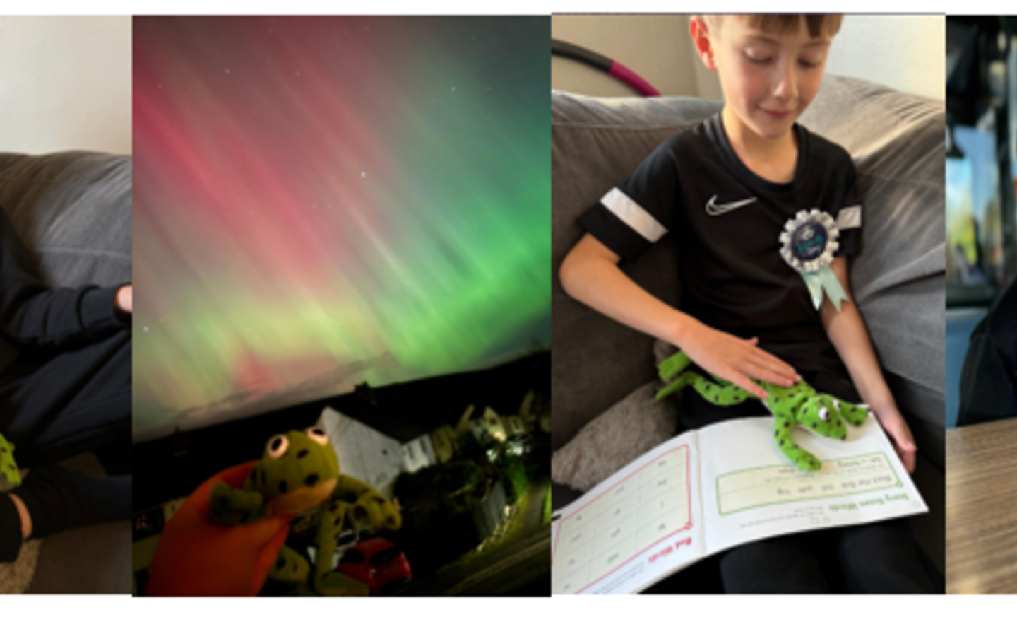 Image of Birthday cake, story books and the Northern lights