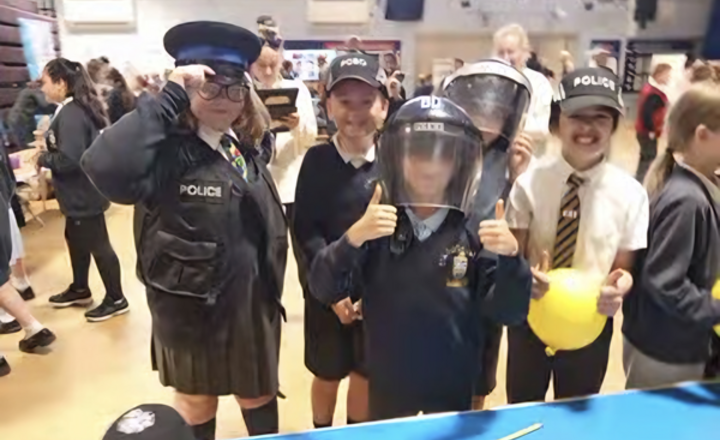 Group of pupils dressed as Police Officers for Anchorsholme Academy's Careers Fair 2025
