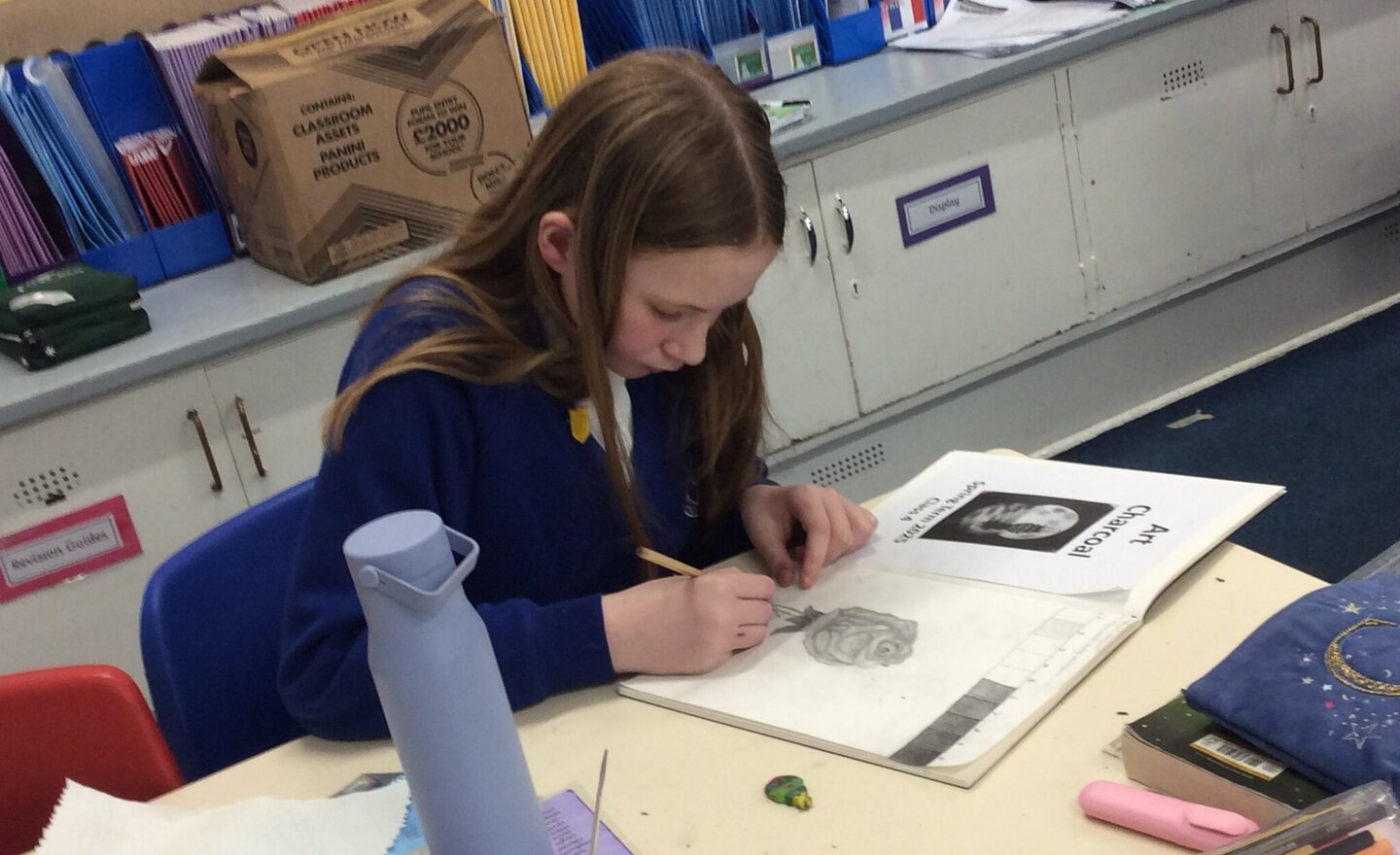 Image of Class 4 - Art - drawing a rose
