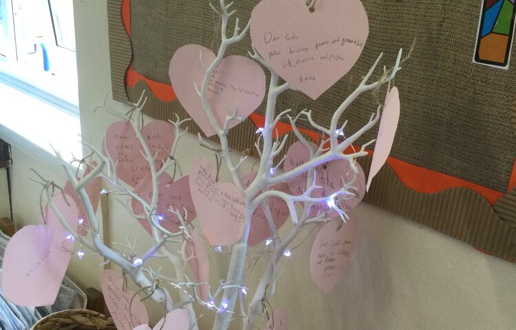 Image of Writing prayers for our prayer tree