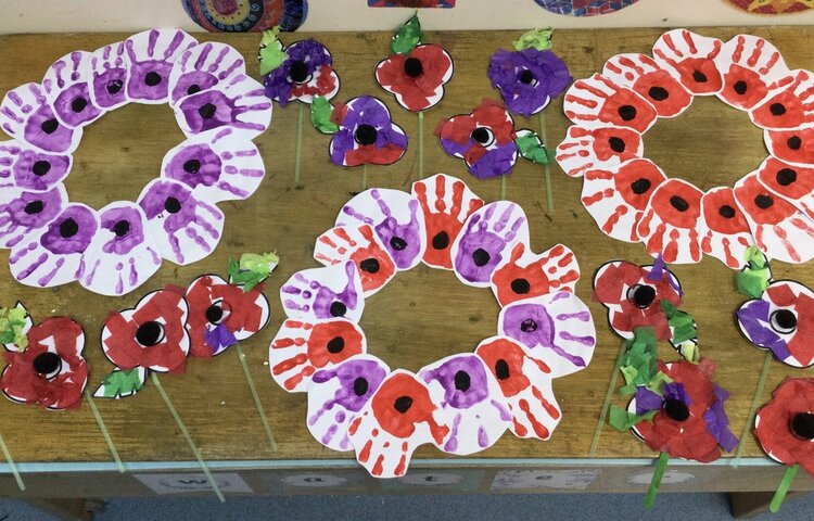 Image of Creating poppies for our Remembrance Day service