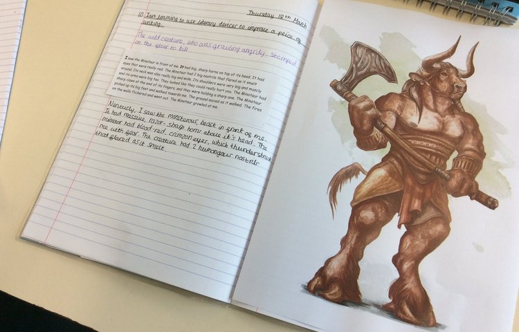 Image of Our Minotaur Writing 