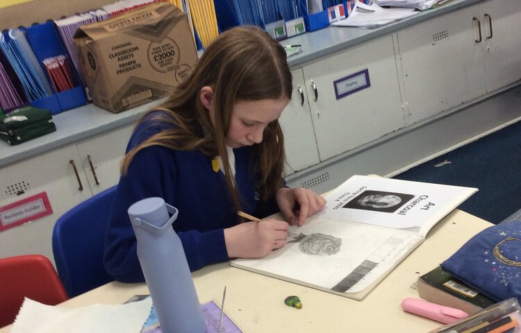 Image of Class 4 - Art - drawing a rose