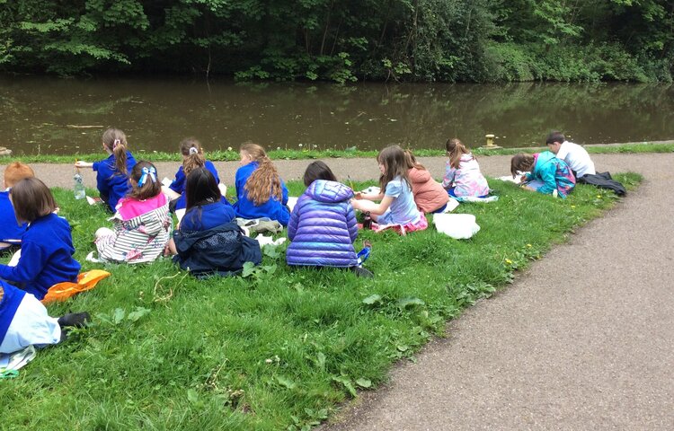 Image of Watercolour painting at the canal 