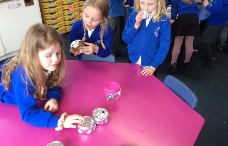 Image of Class 2 investigate their senses