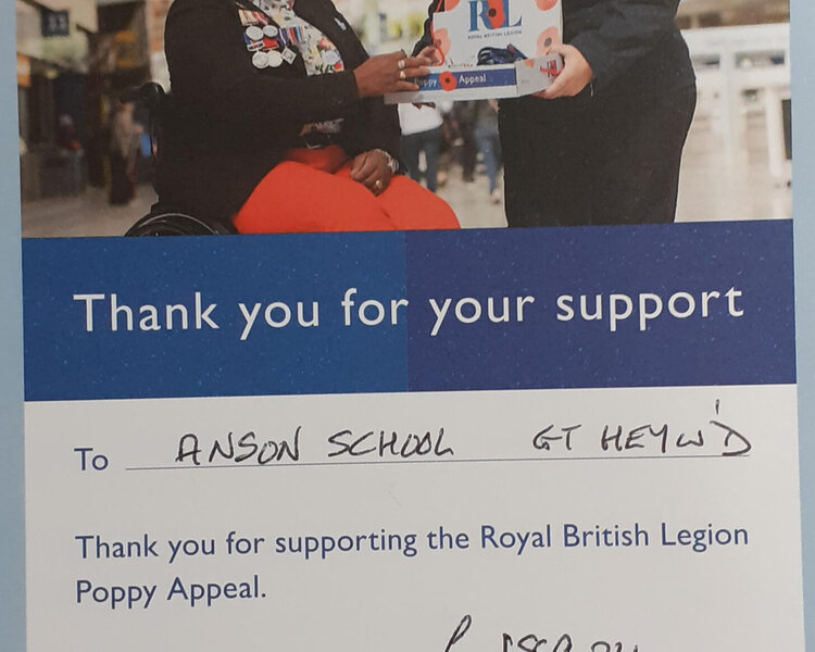 Image of Thank You Anson! RBL Poppy Appeal