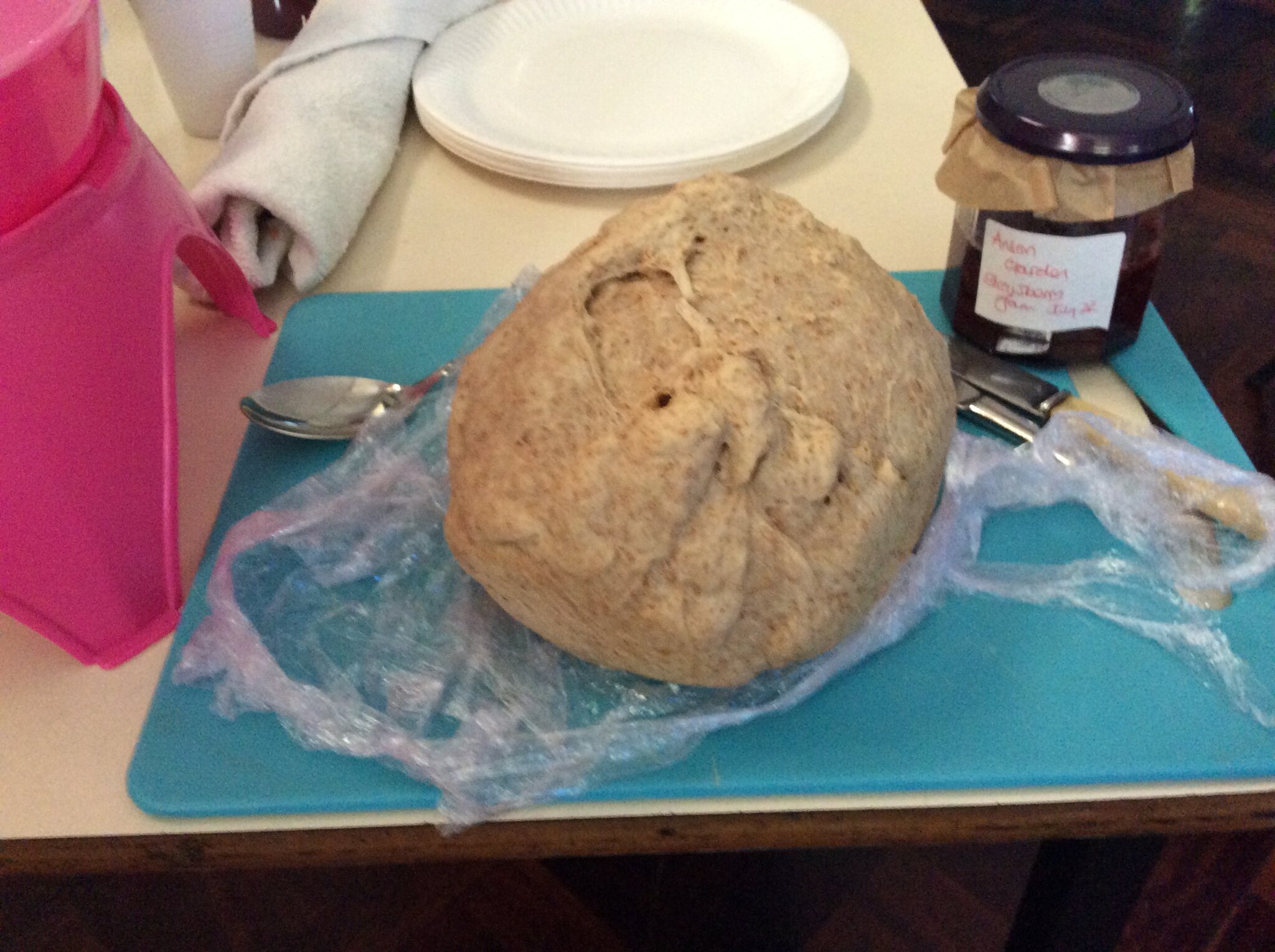 Image of School strawberry jam and homemade bread