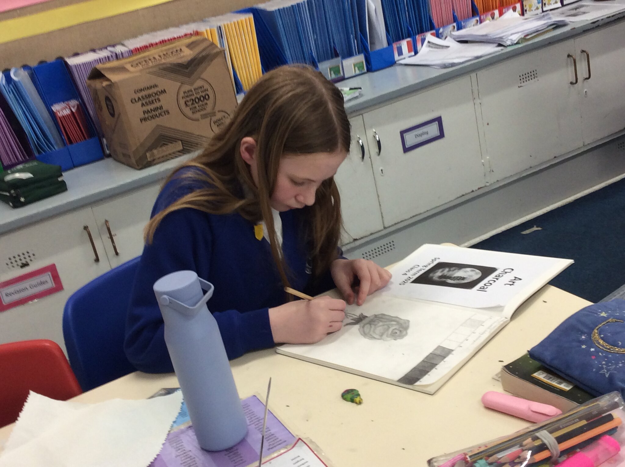 Image of Class 4 - Art - drawing a rose