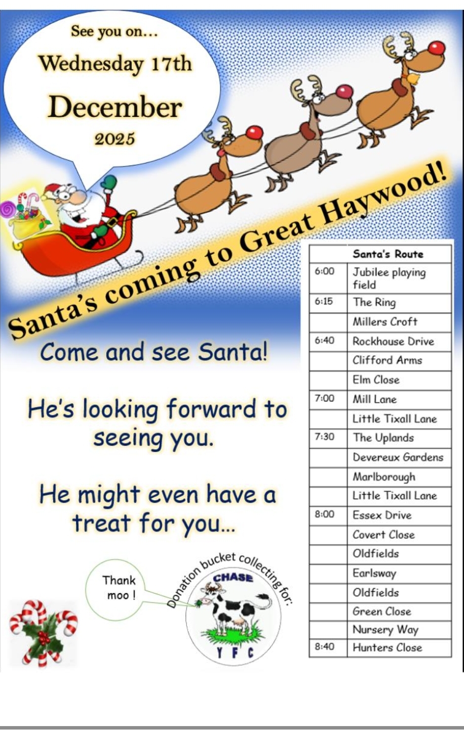 Image of Santa is coming to Great Haywood!