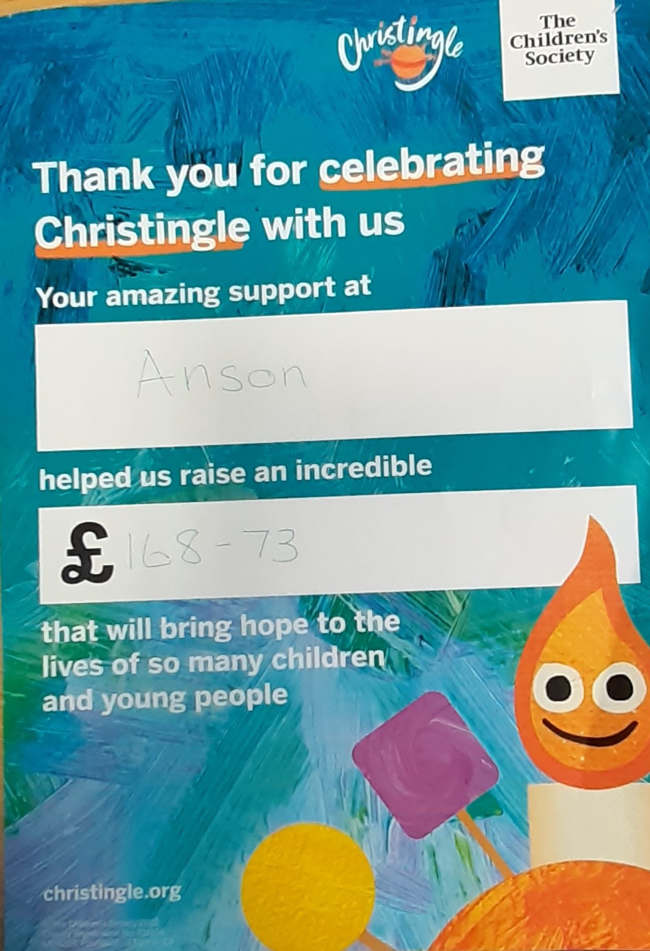 Image of A Thank You from The Children's Society - Christingle!!