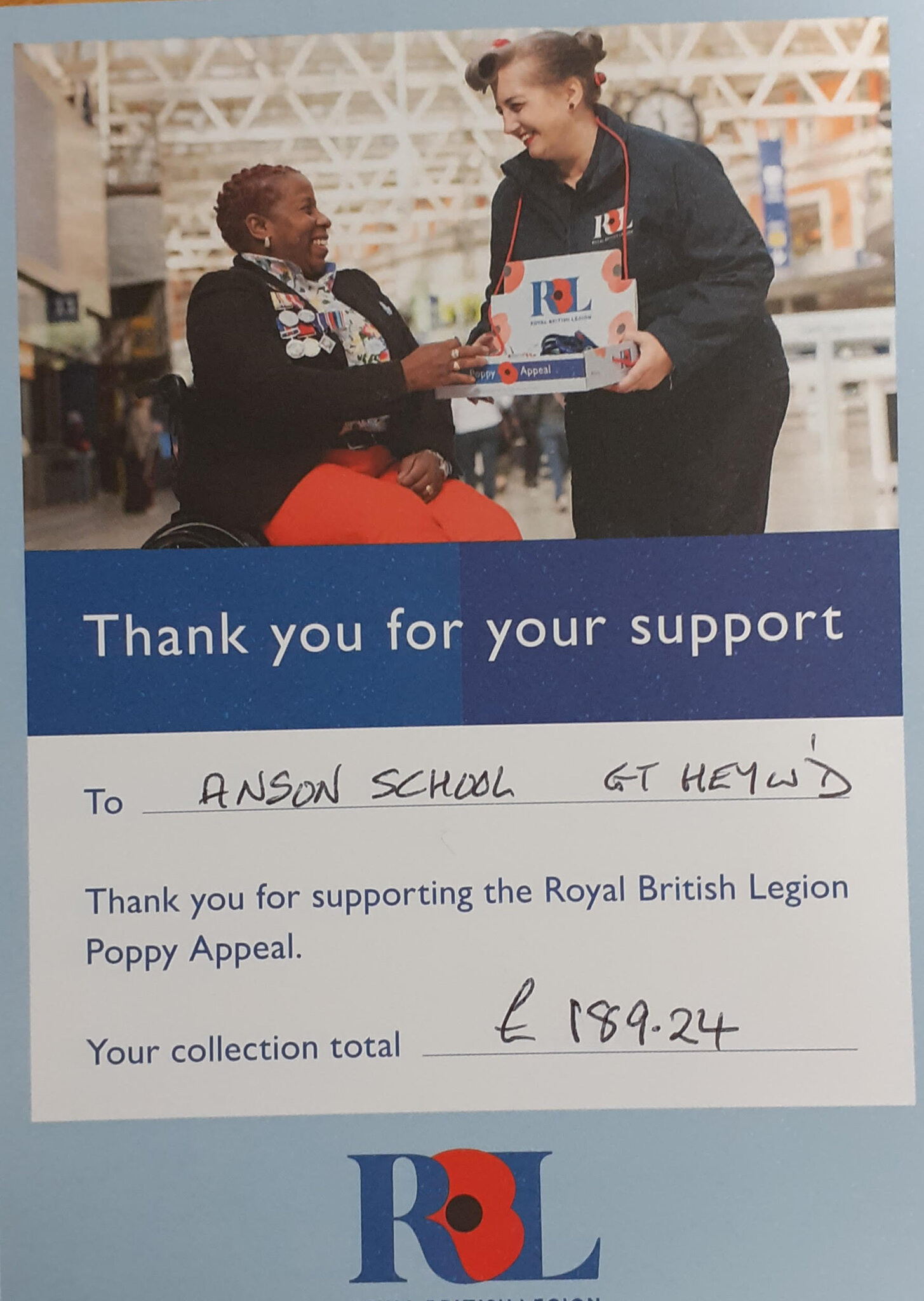 Image of Thank You Anson! RBL Poppy Appeal