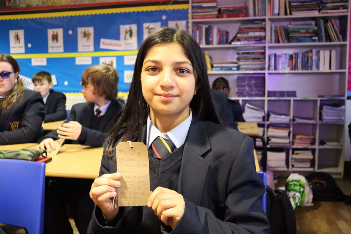 Image of Year 7 pupils take part in Positive Noticing Day
