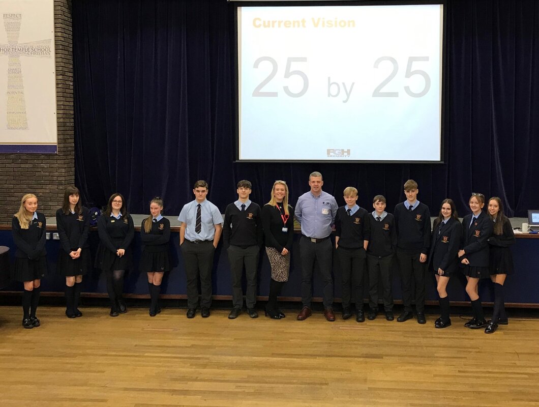 Image of  Peter Harrison from FGH Security delivers inspiring talk to pupils studying Business