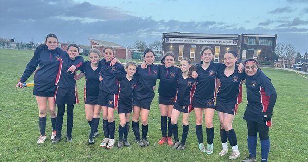 Year 7 girls football team celebrate reaching the national quarter ...