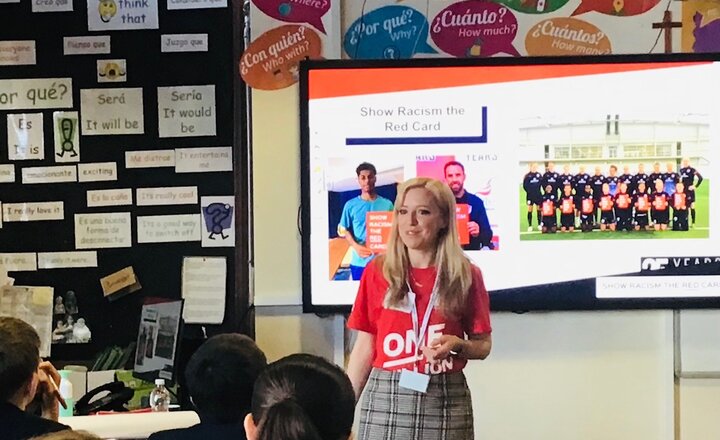 Image of Year 8 pupils take part in a Show Racism the Red Card Workshop