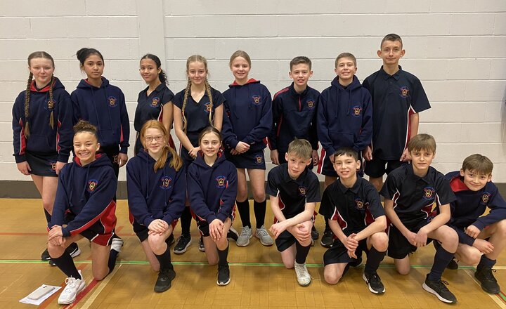 Image of Year 7 celebrate winning the Preston Indoor Athletics Championships!