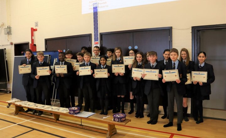 Image of Year 7 pupils celebrate fantastic achievements in school