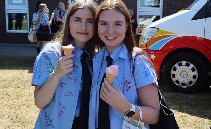 Image of Year 11 pupils enjoy a special celebration to mark their final day