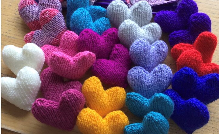 Image of Beautiful knitted hearts for the NHS