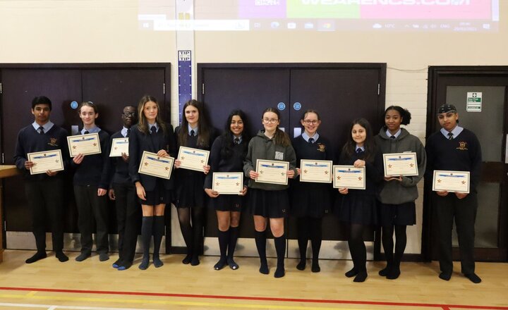 Image of Year 11 pupils awarded with bronze and silver star certificates
