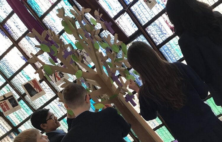 Image of Pupils reflect upon verses from the Bible in a series of Lenten activities
