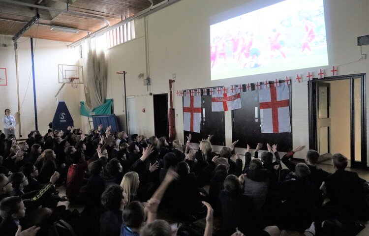 Image of Whole school get together to watch England play in the FIFA World Cup 2022