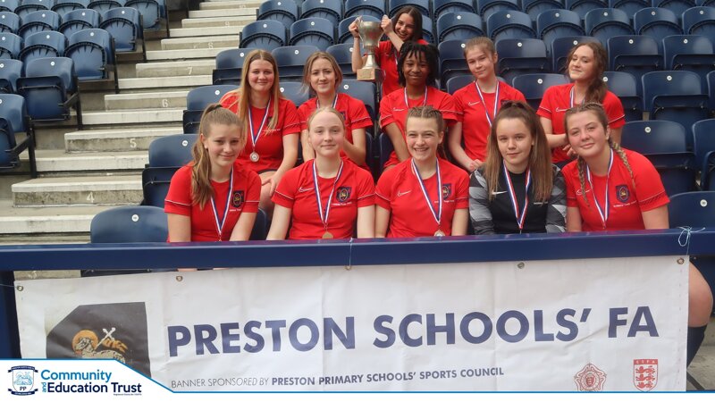 Image of Under 16 Girls Football Team win at Preston Schools Football Final