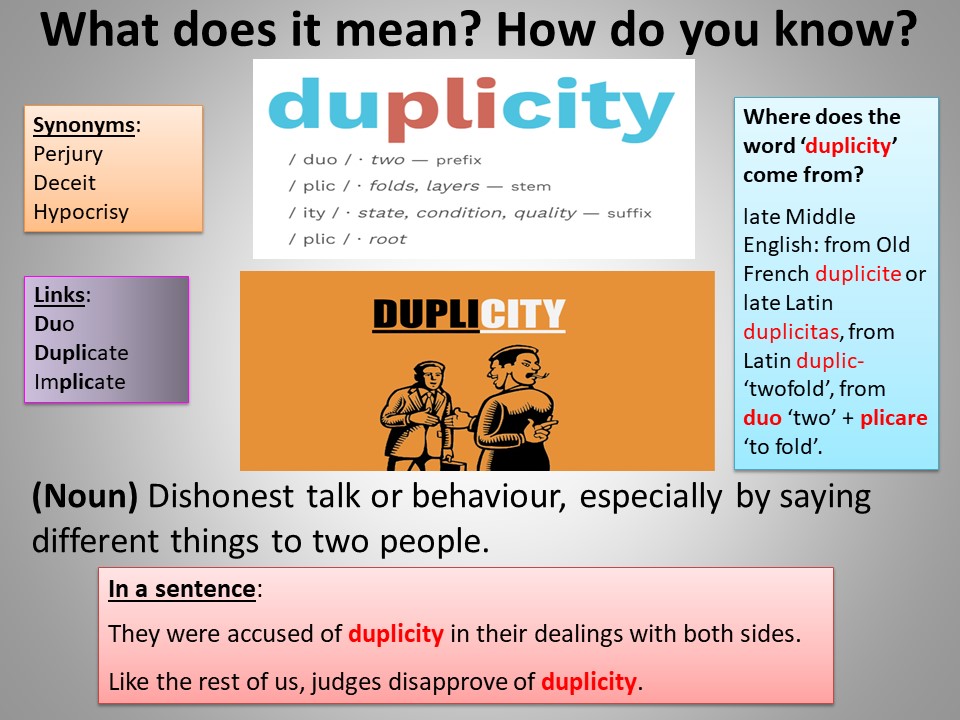 Image of Word of the week - Duplicity