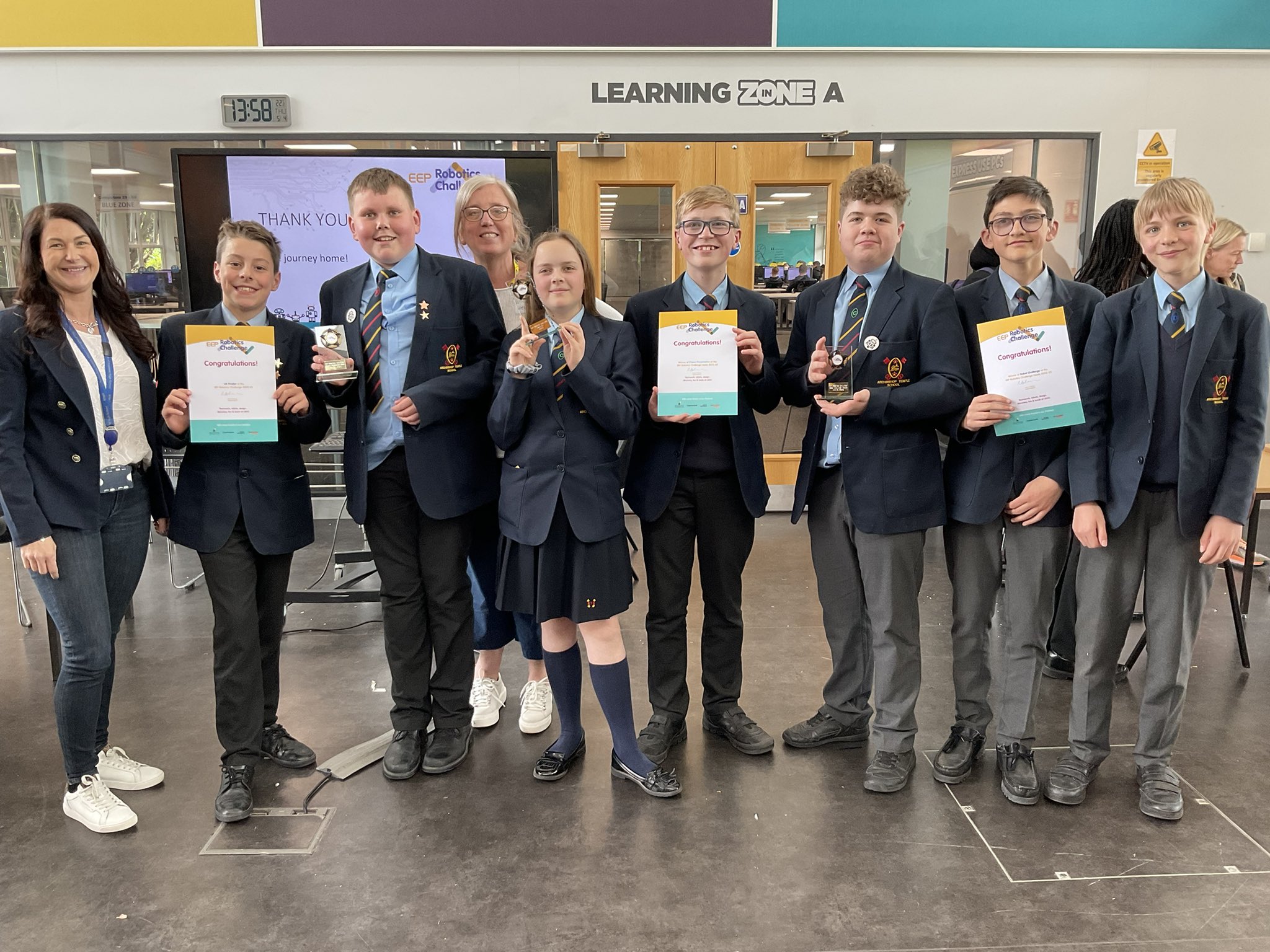 Image of Archbishop Temple Engineers celebrate winning at the North West regional EEP Robotics Challenge