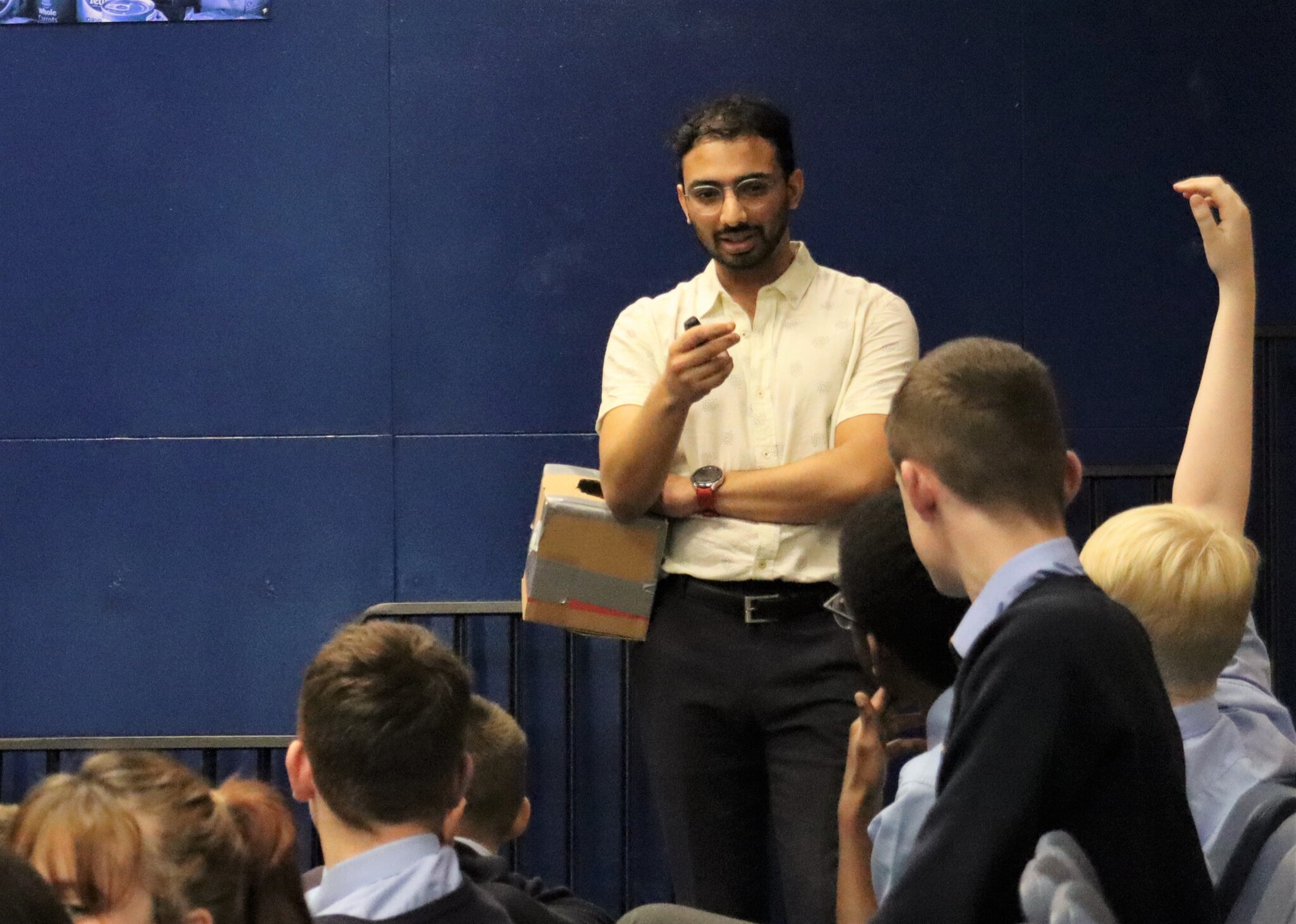 Image of Science Guest Speaker – Iman Hussain, Lancaster University PhD student, inspires pupils in year 9.