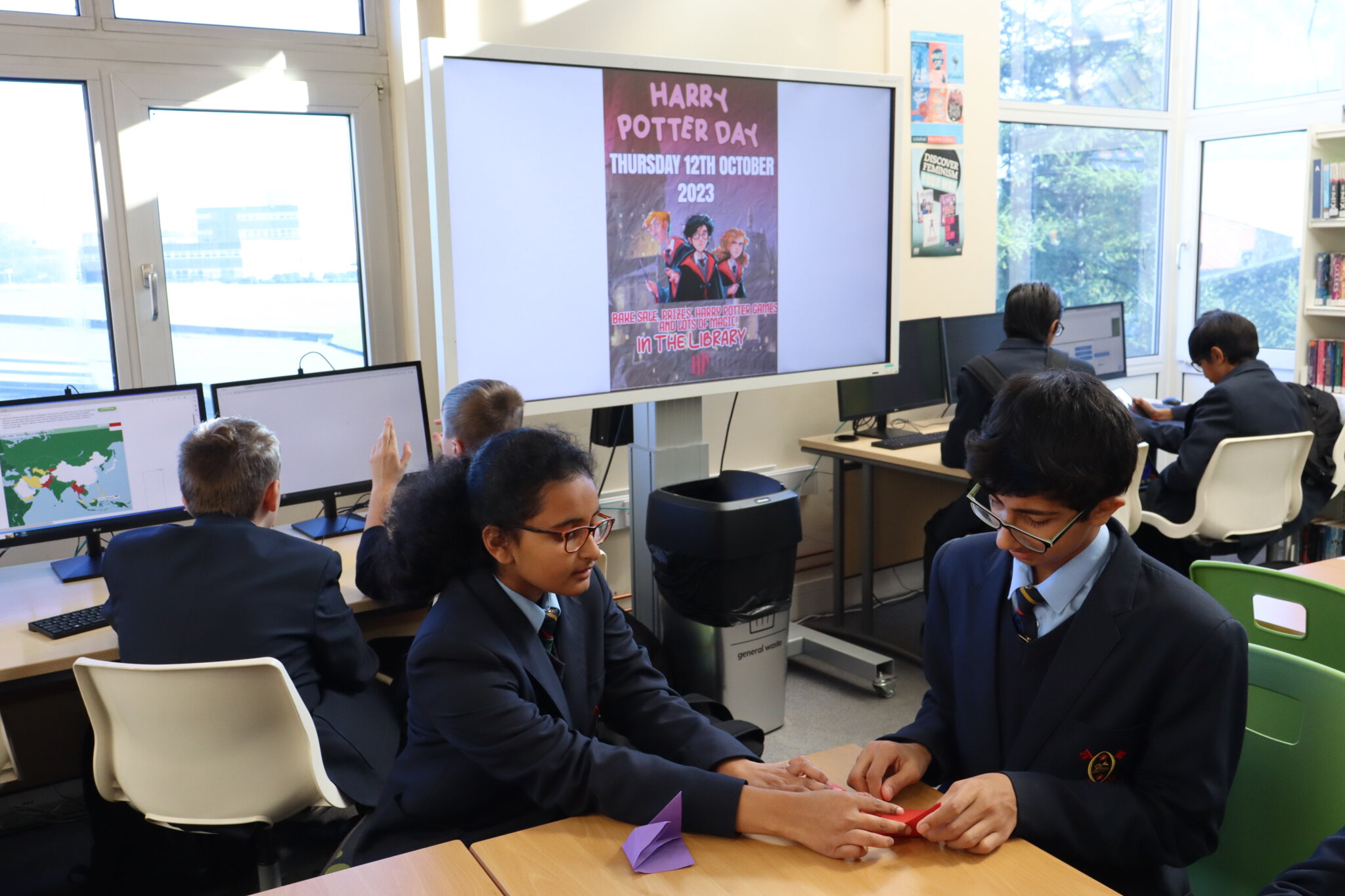 Image of Pupils enjoy celebrating Harry Potter Day in the library