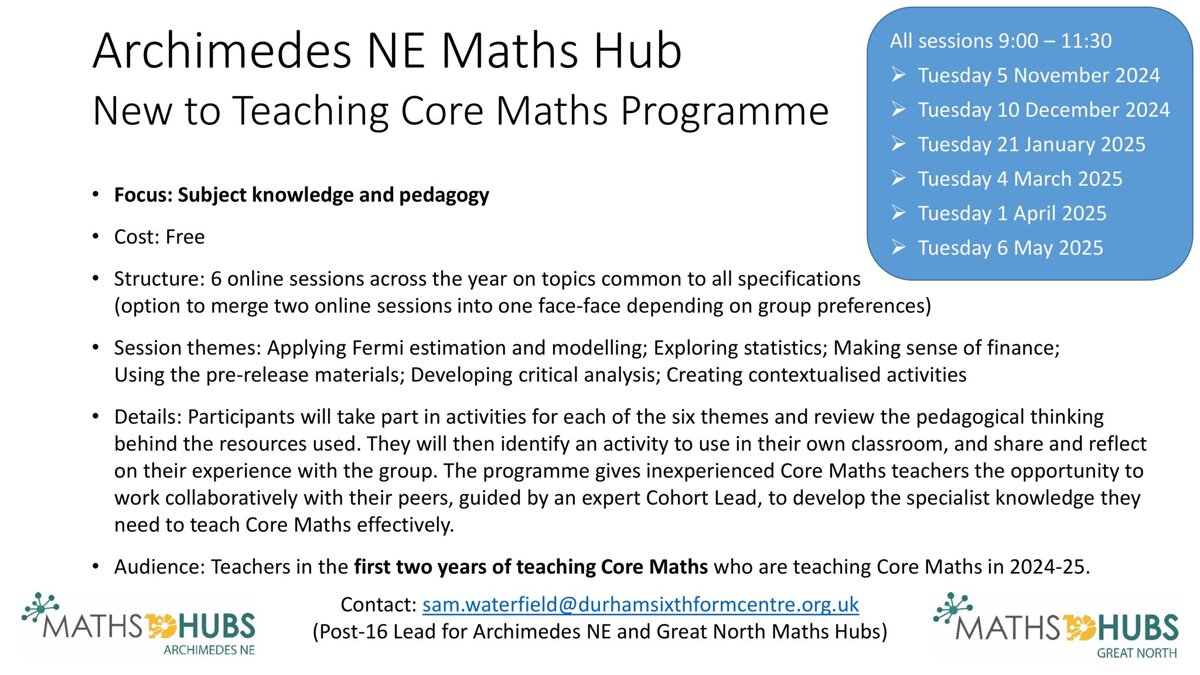 Image of New to Teaching Core Maths Programme