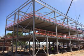 Main North Building steel structure growing by the day, internal brick walls already being constructed – ready for September 2019.