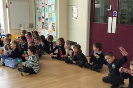 Class 1 sang Old Macdonald Had a Farm and played their instruments. 