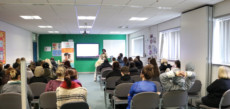 Image of Education and Health students receive talk from safeguarding charity
