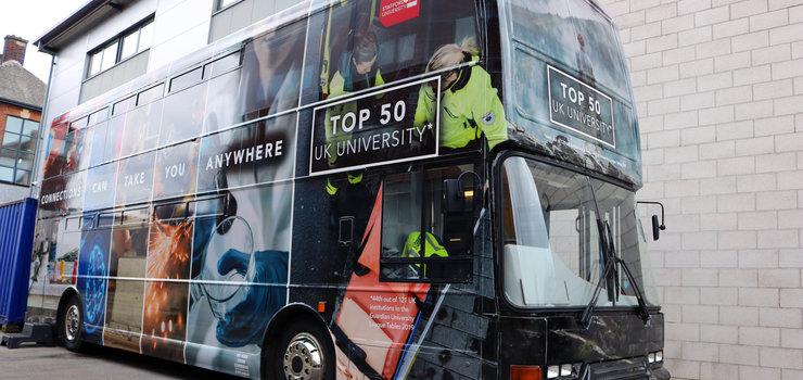 Image of Staffordshire University bus visits the college