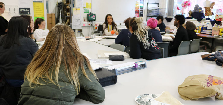 Image of Print Designer Alumni visits Graphics and Textiles Students