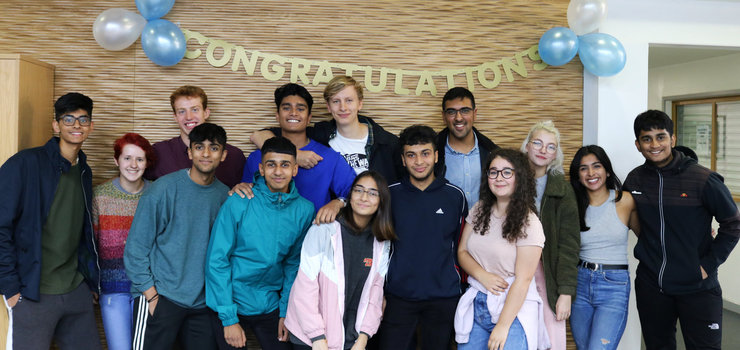 Image of Students at Ashton Sixth Form College celebrate outstanding results