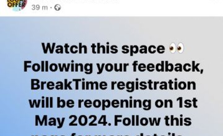 Image of BreakTime Registration Update 