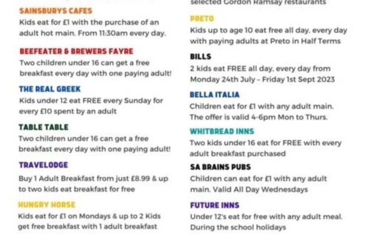 Image of Kids Eat Free or for £1 during the Summer Holidays 