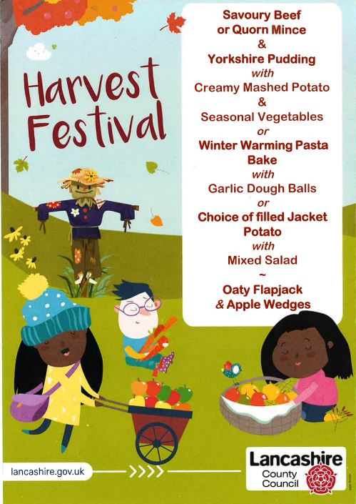Image of Harvest Festival Menu Thursday 9th October 2025