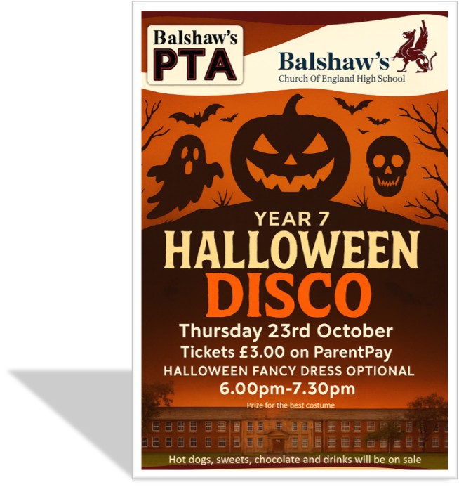 Image of Year 7 Halloween Disco - Thursday 23rd October from 6pm to 7.30pm