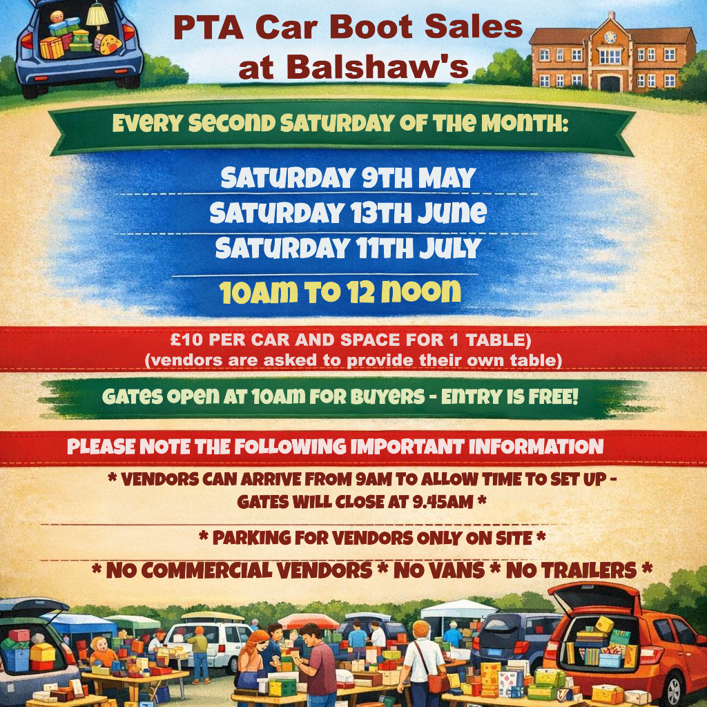 Image of Car Boot Sales at Balshaw's - Saturday 9 May, Saturday 13 June and Saturday 11 July from 10am to 12 noon