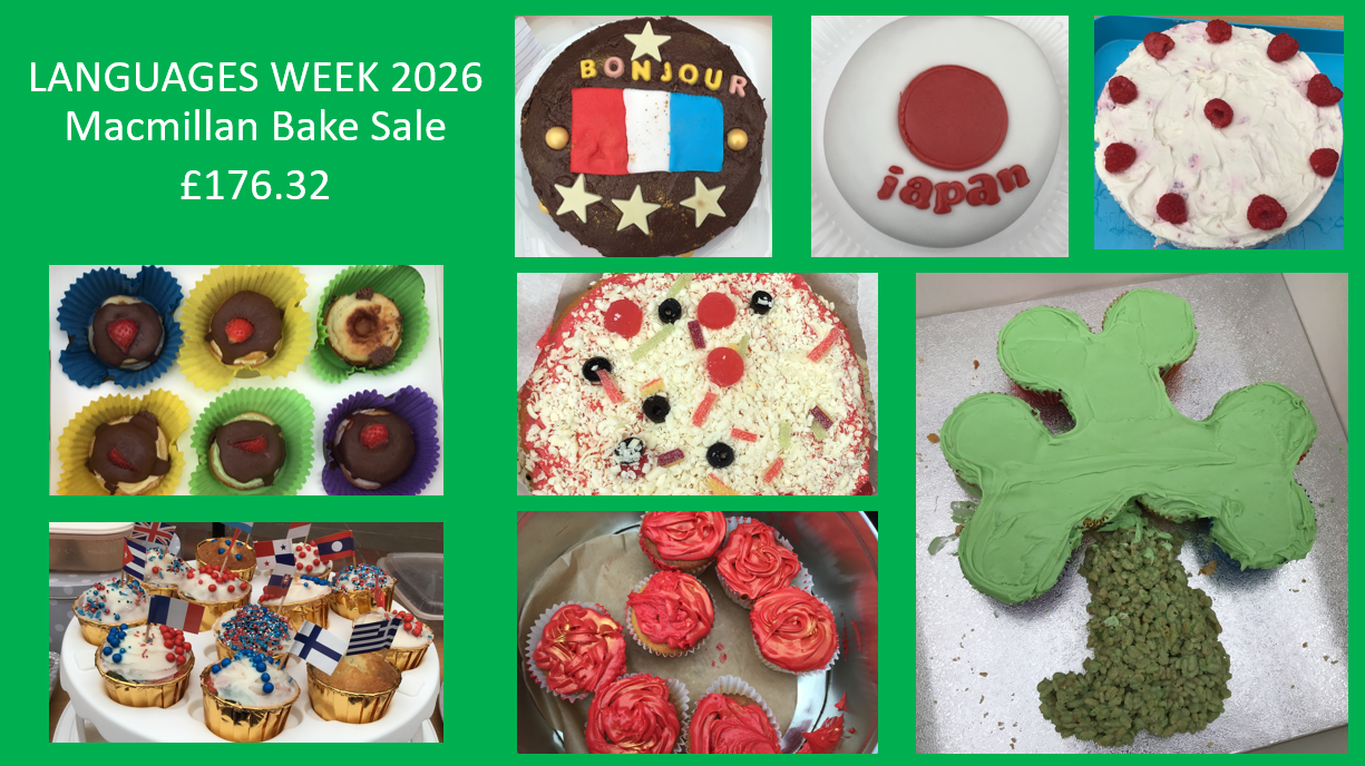 Image of Languages Week 2026 and Macmillan Bake Sale!