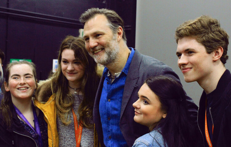 Image of Acting star David Morrissey inspires during College visit