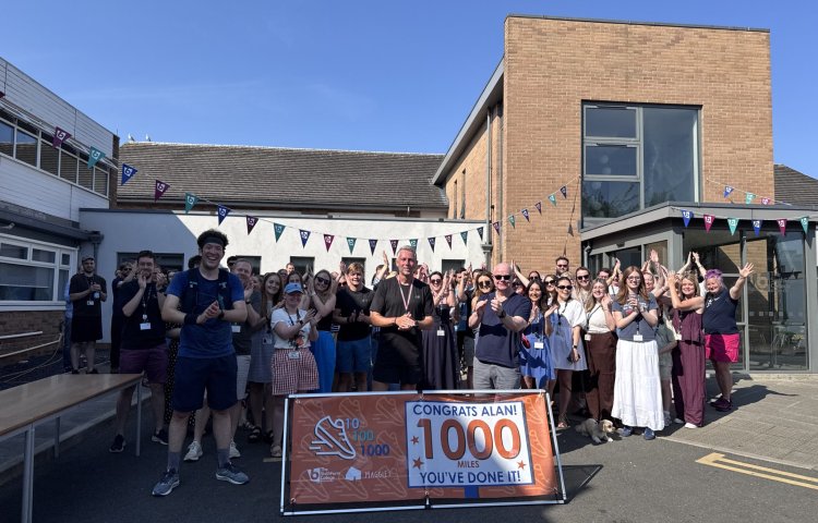 Image of Teacher at Birkenhead Sixth Form College crosses the finish line after inspiring 1,000 mile challenge for Maggie's Wirral